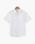 Men's Plain Short-Sleeved Shirt With Full Button Front - White