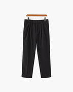 Men's Pleated Trousers With Extended Button Waistband - Black