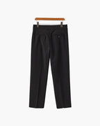 Men's Pleated Trousers With Extended Button Waistband - Black