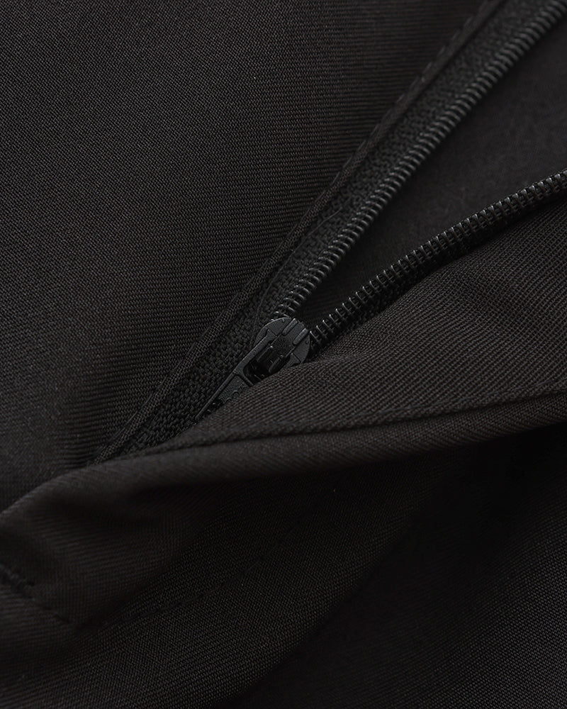 Men's Pleated Trousers With Extended Button Waistband - Black