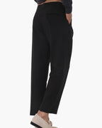 Men's Pleated Trousers With Extended Button Waistband - Black