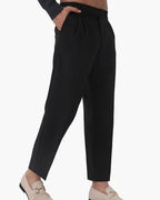 Men's Pleated Trousers With Extended Button Waistband - Black