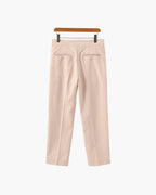 Men's Pleated Trousers With Extended Button Waistband - Beige