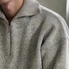 Men's Quarter-Zip Jumper With Ribbed Fold-Over Collar - Colour options