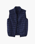 Men's Quilted Zip Gilet With Stand Collar And Pockets - Navy