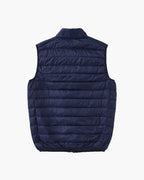 Men's Quilted Zip Gilet With Stand Collar And Pockets - Navy