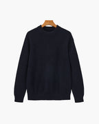Men's Ribbed Crew-Neck Jumper With Banded Cuffs - Navy