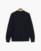 Men's Ribbed Crew-Neck Jumper With Banded Cuffs - Navy