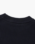 Men's Ribbed Crew-Neck Jumper With Banded Cuffs - Navy