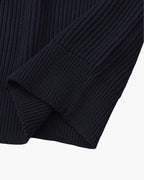 Men's Ribbed Crew-Neck Jumper With Banded Cuffs - Navy