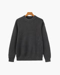 Men's Ribbed Crew-Neck Jumper With Banded Cuffs - Grey