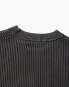 Men's Ribbed Crew-Neck Jumper With Banded Cuffs - Grey