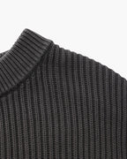 Men's Ribbed Crew-Neck Jumper With Banded Cuffs - Grey