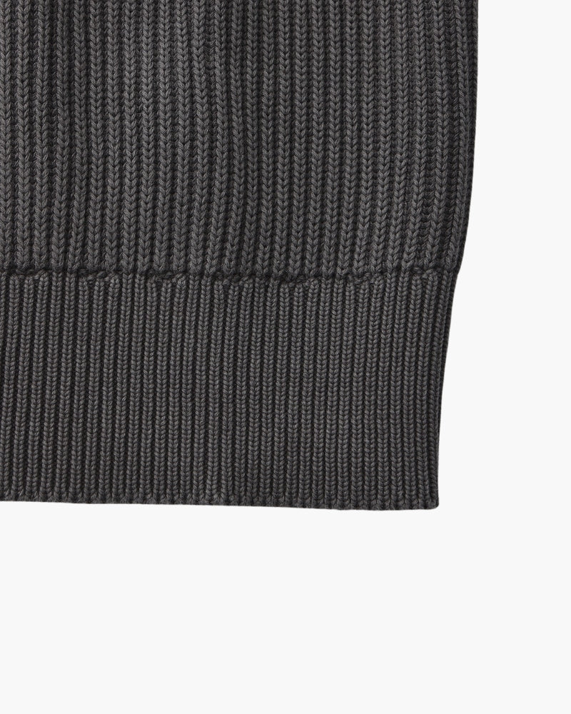 Men's Ribbed Crew-Neck Jumper With Banded Cuffs - Grey
