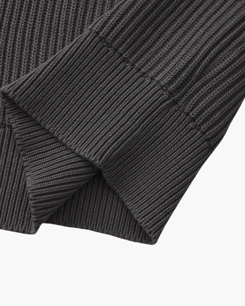 Men's Ribbed Crew-Neck Jumper With Banded Cuffs - Grey