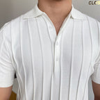 Men's Ribbed Knit Polo With Three-Button Placket - Colour options