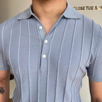 Men's Ribbed Knit Polo With Three-Button Placket - Colour options