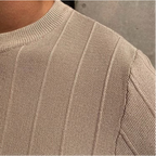 Men's Ribbed Knit T-Shirt With Plain Crew Neckline - Colour options