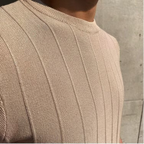 Men's Ribbed Knit T-Shirt With Plain Crew Neckline - Colour options