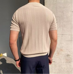 Men's Ribbed Knit T-Shirt With Plain Crew Neckline - Colour options