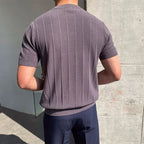 Men's Ribbed Knit T-Shirt With Plain Crew Neckline - Colour options
