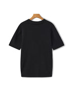 Men's Ribbed Open-Neck Polo With Short Sleeves - Black