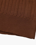 Men's Ribbed Open-Neck Polo With Short Sleeves - Brown