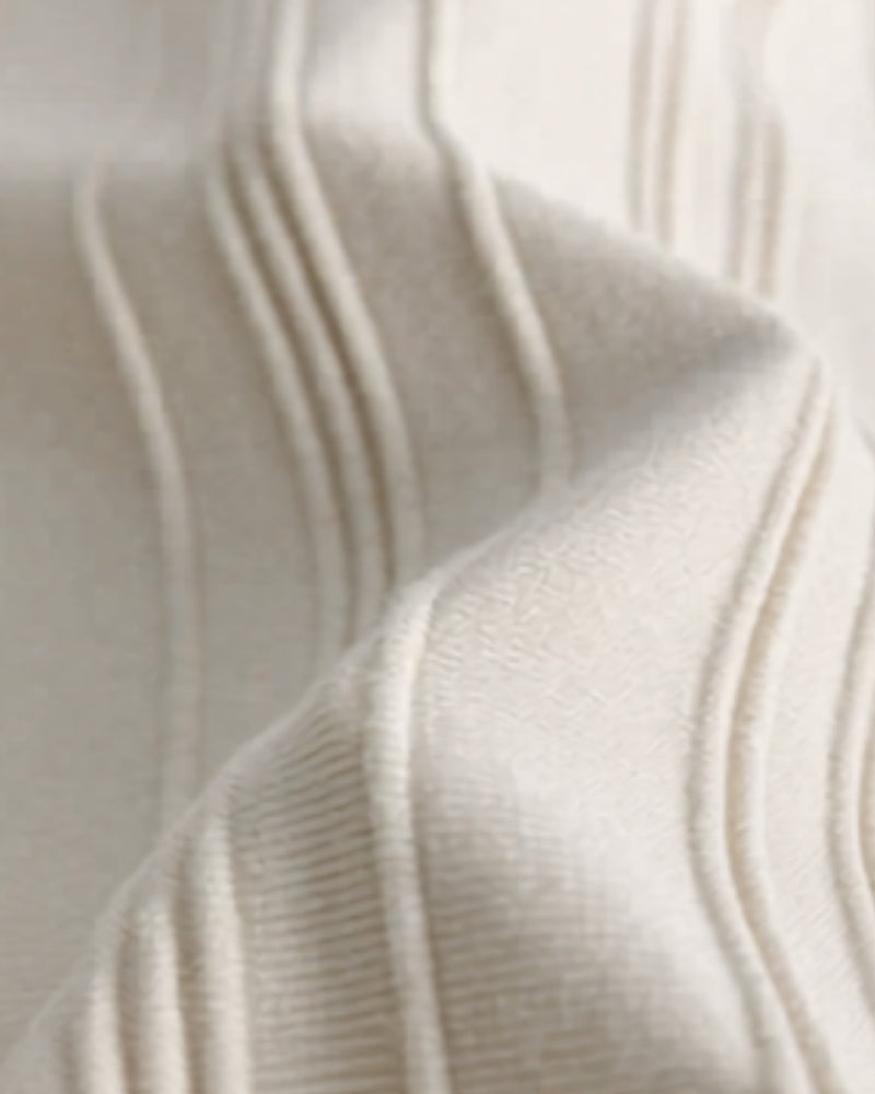 Men's Ribbed Short-Sleeve Polo Shirt With Zip Neck - Beige