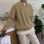 Men's Ribbed Zip Jumper With Broad Turned Collar - Colour options