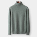 Men's Roll Neck Jumper With Folded Collar And Ribbed Trims - Dark Grey