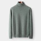 Men's Roll Neck Jumper With Folded Collar And Ribbed Trims - Dark Grey