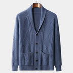 Men's Shawl Collar Cardigan With Cable-Knit Front - Colour options