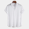 Men's Short-Sleeve Camp Collar Shirt With Plain Front - White