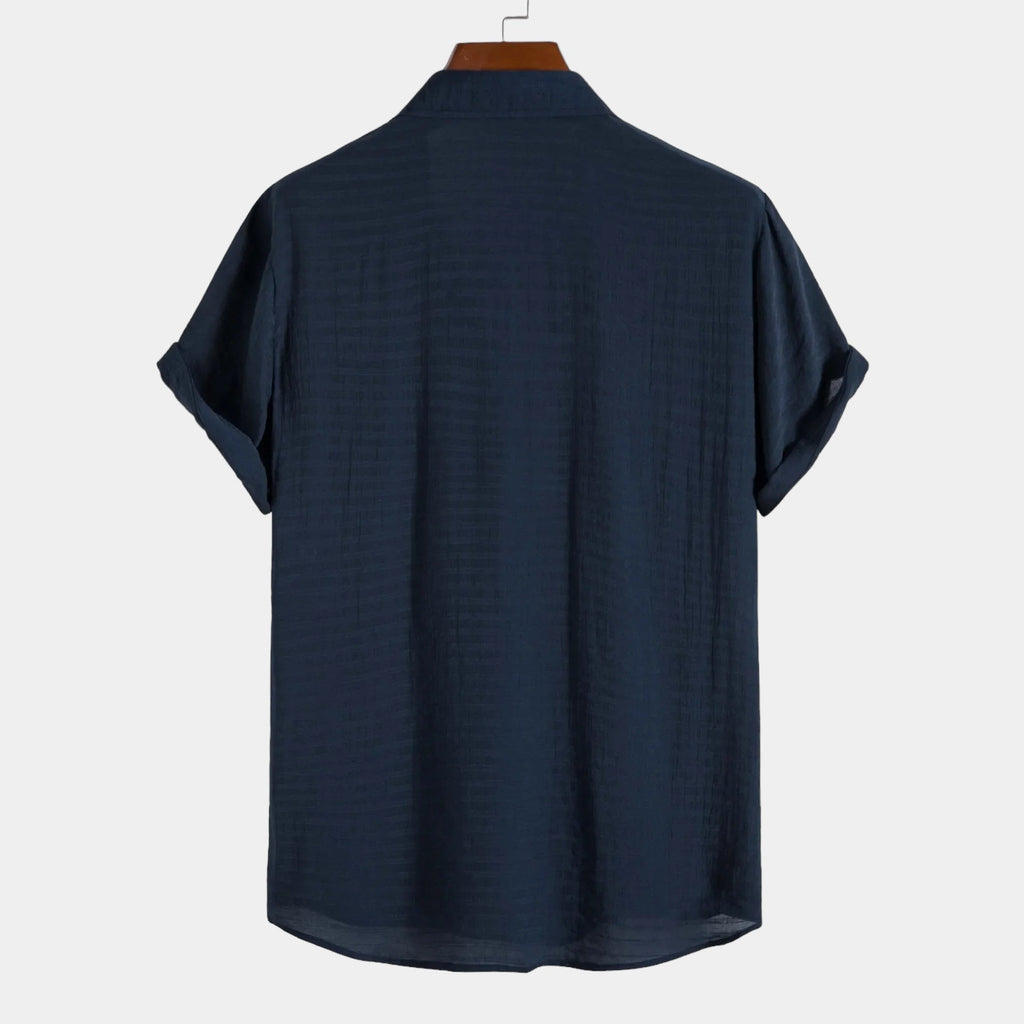 Men's Short-Sleeve Camp Collar Shirt With Plain Front - Colour options