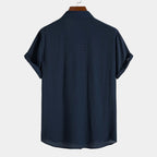 Men's Short-Sleeve Camp Collar Shirt With Plain Front - Colour options