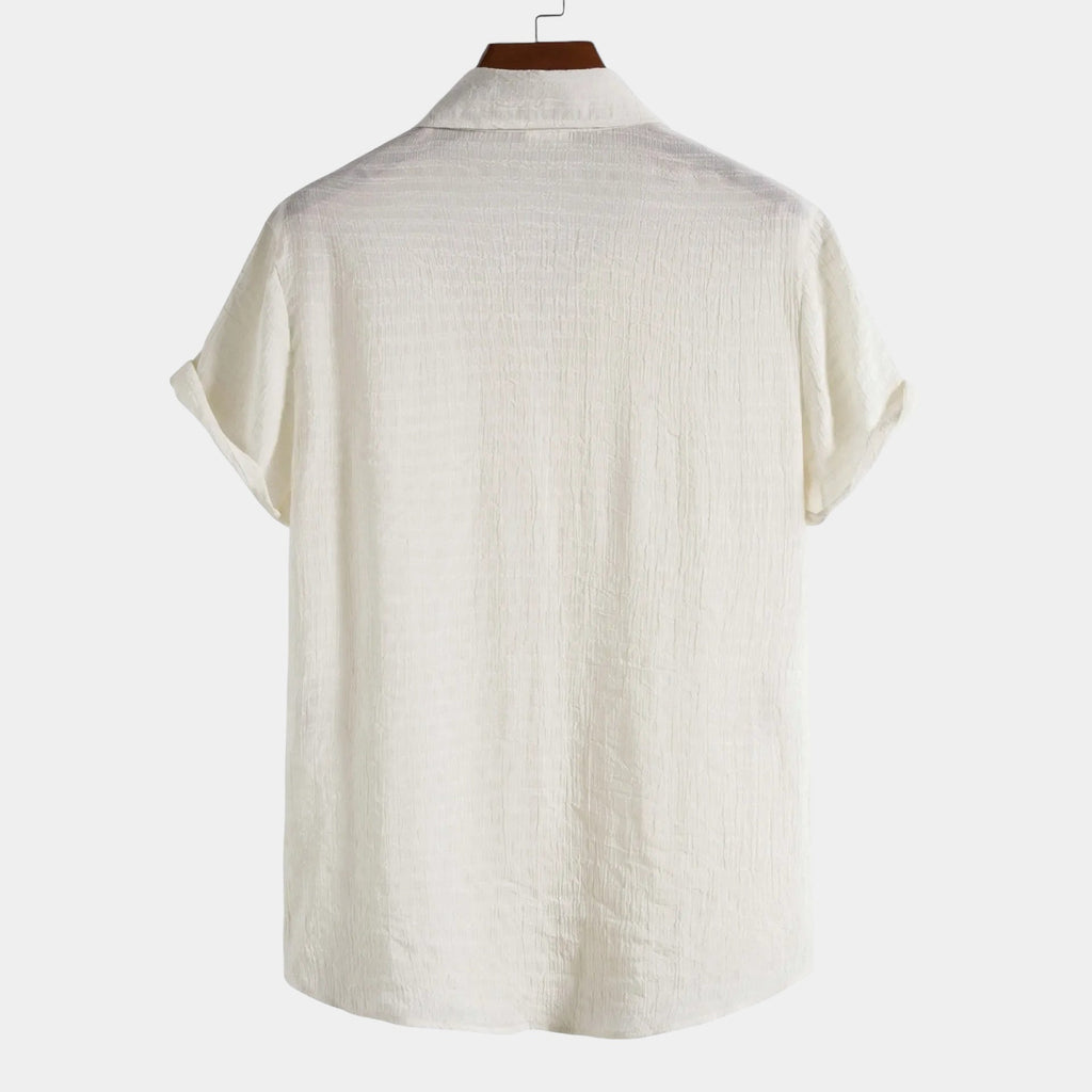 Men's Short-Sleeve Camp Collar Shirt With Plain Front - Colour options