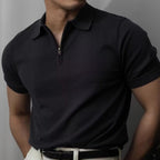 Men's Short-Sleeve Knitted Polo With Quarter Zip Neck - Colour options