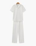 Men's Short-Sleeve Polo And Drawstring Trouser Set - White