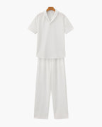 Men's Short-Sleeve Polo And Drawstring Trouser Set - White
