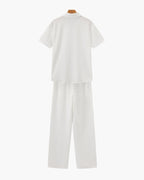 Men's Short-Sleeve Polo And Drawstring Trouser Set - White