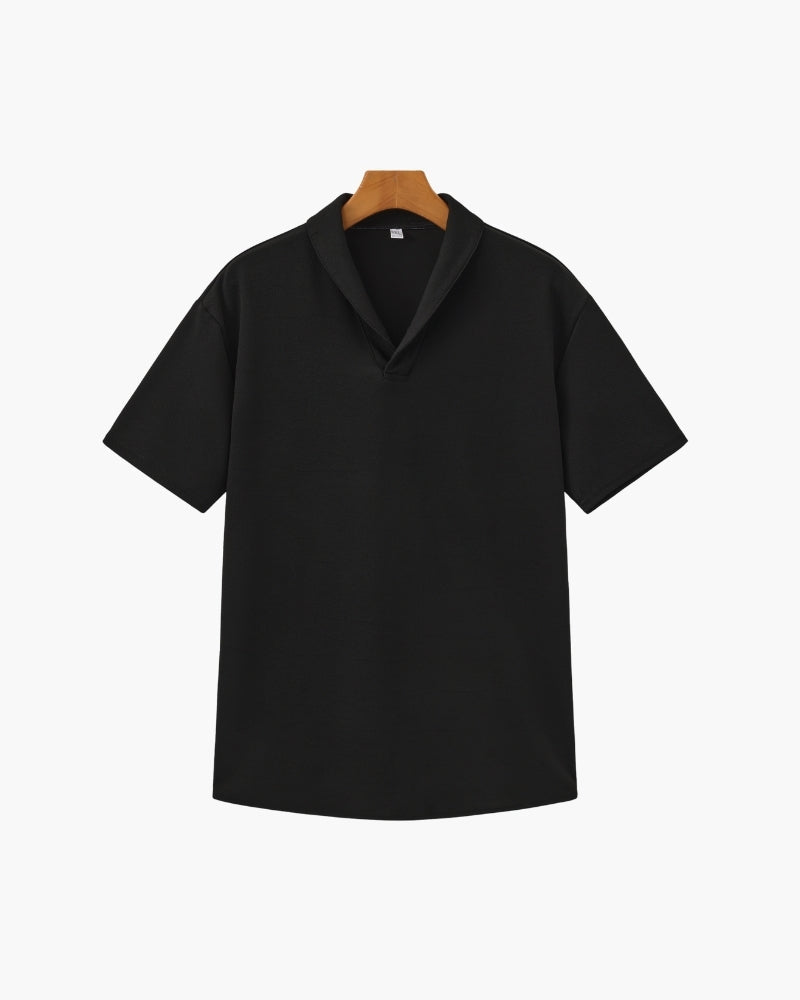 Men's Short-Sleeve Polo And Drawstring Trouser Set - Black
