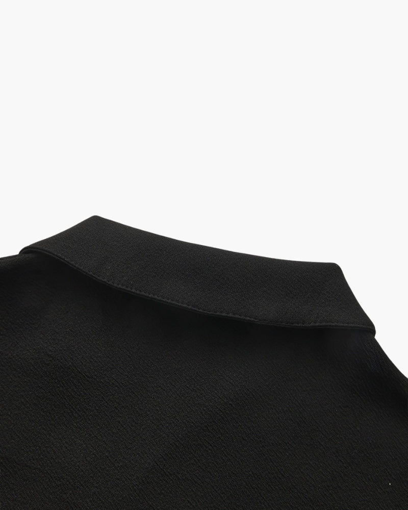 Men's Short-Sleeve Polo And Drawstring Trouser Set - Black