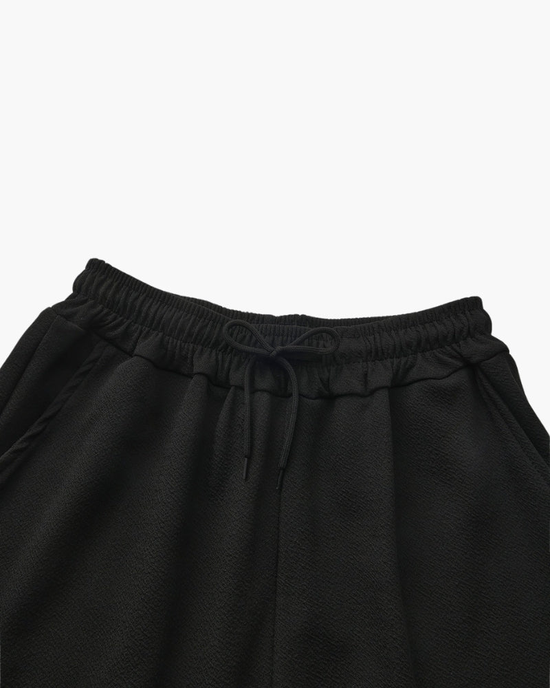 Men's Short-Sleeve Polo And Drawstring Trouser Set - Black