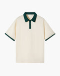 Men's Short-Sleeve Polo With Contrast Collar And Cuffs - Green