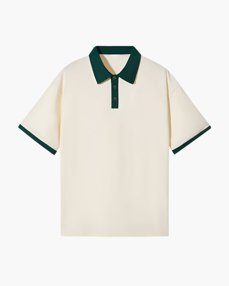 Men's Short-Sleeve Polo With Contrast Collar And Cuffs - Green
