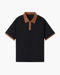 Men's Short-Sleeve Polo With Contrast Collar And Cuffs - Black