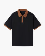 Men's Short-Sleeve Polo With Contrast Collar And Cuffs - Black