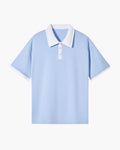 Men's Short-Sleeve Polo With Contrast Collar And Cuffs - Sky Blue