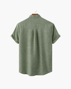 Men's Short-Sleeve Stand-Collar Shirt With Pocket - Green