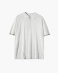 Men's Short-Sleeve Zip Polo With Contrast Cuff Trim - White